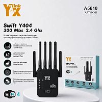 усилитель wifi yx-link y404 репитер 300 мбит/с 2.4ghz черный  фото
